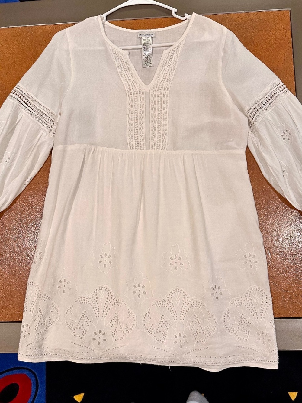 Tommy Bahama White Linen Blend Eyelet Crochet Dress Size M